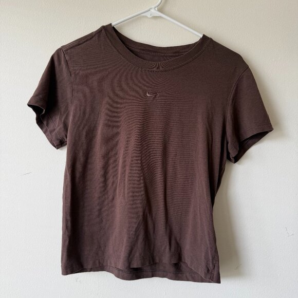 Nike Embroidered Logo Brown Casual Relaxed-Fit Soft Short-Sleeve Shirt - Medium - Picture 1 of 4